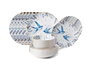 Hermia Juego de Vajilla de Porcelana de 24 Piezas Blanco, Azul y Negro